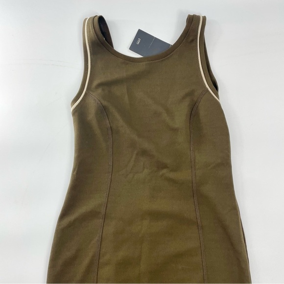 NWT ZARA Chocolate Brown Stretch Scoop Back Minimals Neutral Bodycon Midi Dress - Picture 11 of 12